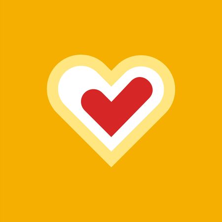 Outline heart web button with red check markのイラスト素材