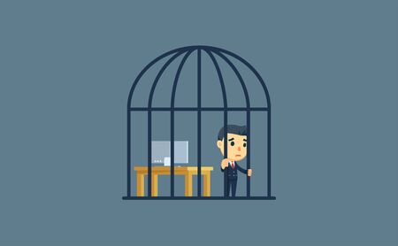 a businessman inside a giant cageのイラスト素材