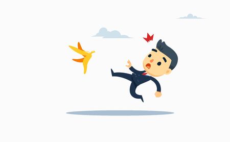 a businessman step on the banana peelのイラスト素材
