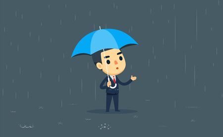 a businessman and the blue umbrellaのイラスト素材