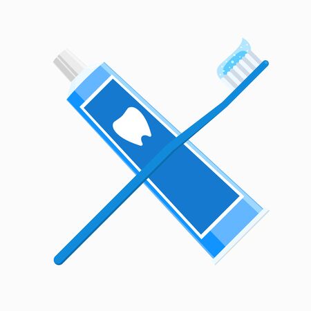 toothpaste and toothbrush crossed sign.のイラスト素材