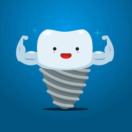 implant tooth with muscle hand. Isolated Vector Illustrationのイラスト素材