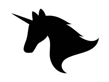 The Black Unicorn Silhouette. Isolated Vector Illustrationのイラスト素材