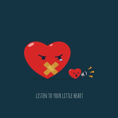 Listen your little heart. Conceptual Vector Illustrationのイラスト素材