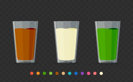 Three colorful drinks with optional color bar. Vector Illustrationのイラスト素材