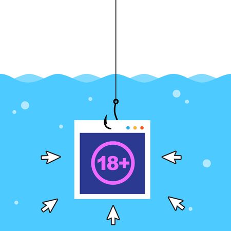 click bait inside water with adult sign. Isolated Vector Illustrationのイラスト素材