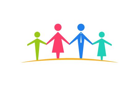 colorful family cutting paper. Abstract Logo. Isolated Vector Illustrationのイラスト素材