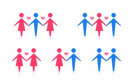 A set of different couple. Abstract sexuality icon. Vector Illustrationのイラスト素材