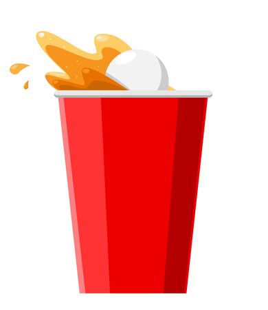 beer pong with red cup. Isolated Vector Illustrationのイラスト素材