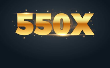 550x multiply number in Gold letters. Isolated Vector Illustrationのイラスト素材