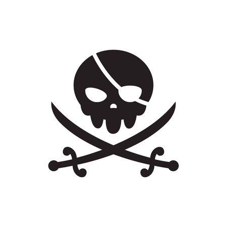 The Black Skull with two crossed swords. The Pirate Signのイラスト素材