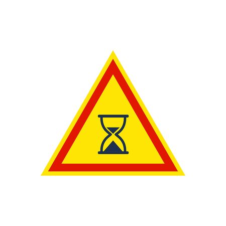 hour glass icon inside the triangle road sign