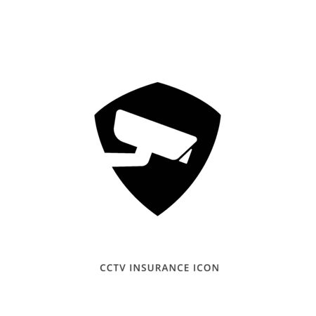 CCTV inside a shield icon. Isolated Vector Illustrationのイラスト素材