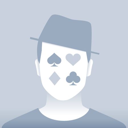 Default Man Portrait with poker icon on his faceのイラスト素材