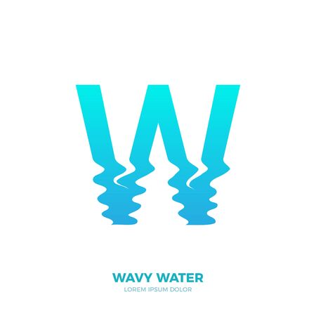 W letter with half ripple bottomのイラスト素材