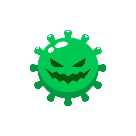 A green Evil Virus. Isolated Vector Illustrationのイラスト素材