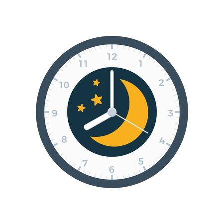 A wall clock with moon illustration. Isolated Vector Illustrationのイラスト素材