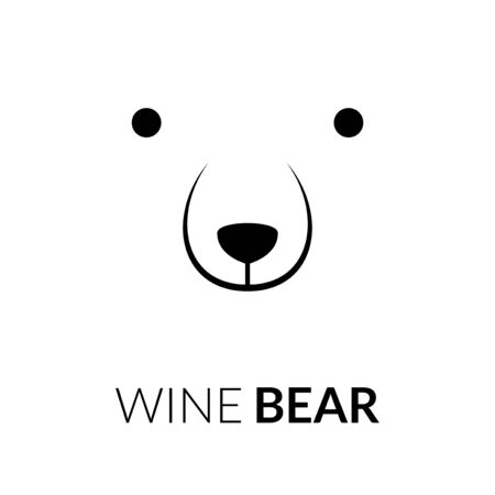 an abstract combination sign of bear and wine glass. Isolated Vector Illustrationのイラスト素材