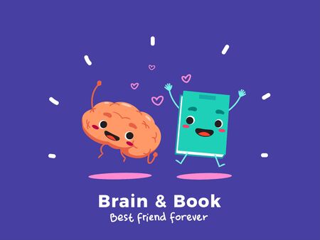 A brain and a book. Isolated Vector Illustrationのイラスト素材