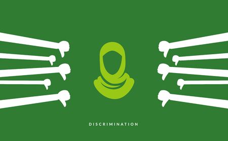an abstract illustration of green hijab sign surrounded with thumb down.のイラスト素材