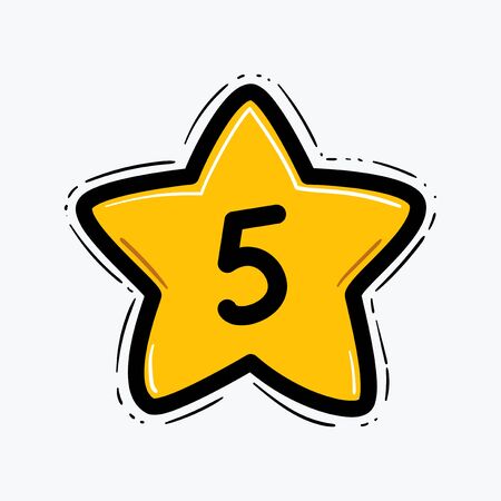 Doodle illustration of a star with number five inside. Vector Illustrationのイラスト素材