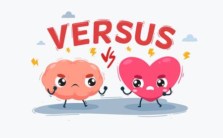 The heart versus the brain. Isolated Vector Illustrationのイラスト素材