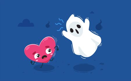 The heart is being haunted by a ghost. Isolated Vector Illustrationのイラスト素材