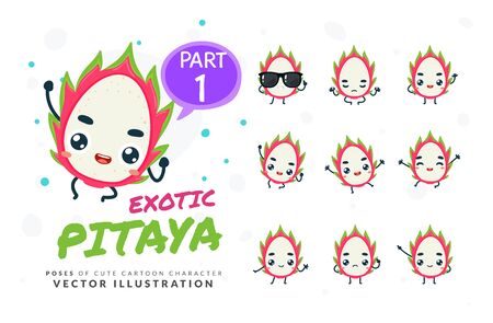 Vector set of cartoon images of Pitaya. Part 1のイラスト素材