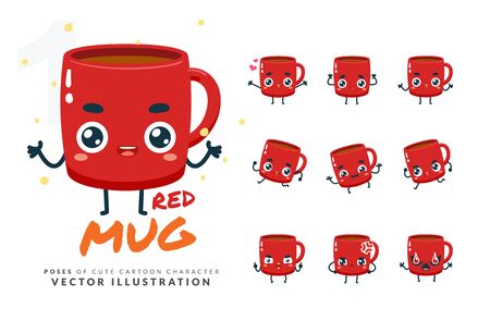 Vector set of cartoon images of Red Mug. Part 1のイラスト素材