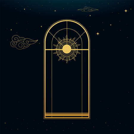 The Golden Tall Window. Golden Boho Styleのイラスト素材