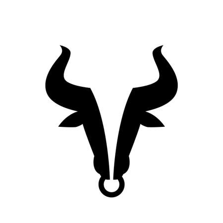 A black bull with nose ring. Isolated Vector Illustrationのイラスト素材