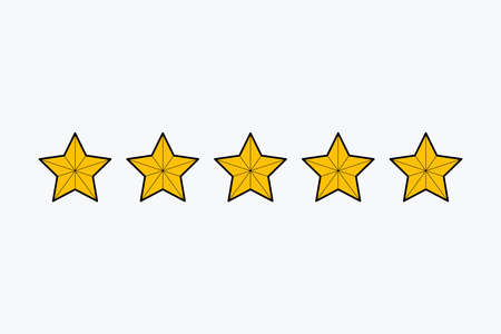 The Yellow Five Stars with outline. Isolated Vector Illustration
