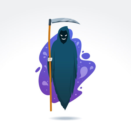 The Grim Reaper with the scythe. Isolated Vector Illustrationのイラスト素材