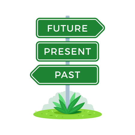The Road Sign. Future, Present, Past. Vector Illustrationのイラスト素材