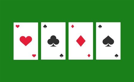The poker card on green background. Isolated Vector Illustrationのイラスト素材