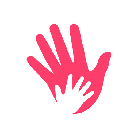 a pink adult hand with white baby's hand. Isolated Vector isolatedのイラスト素材