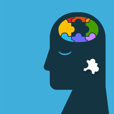 A person with puzzle mind. Isolated Vector illustrationのイラスト素材