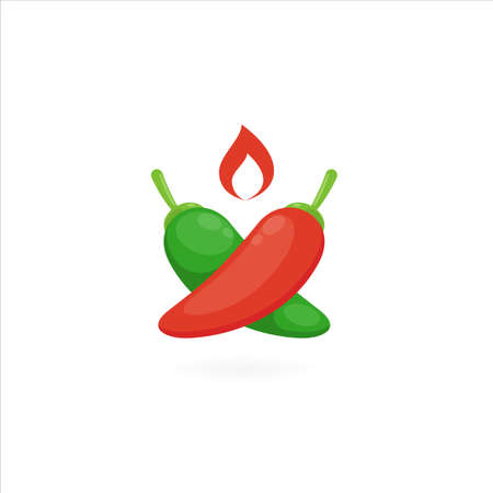 The Red and Green Chilli. Isolated Vector Illustrationのイラスト素材