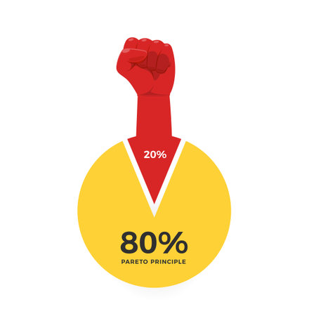 The infographic of pareto Principle with a red fist