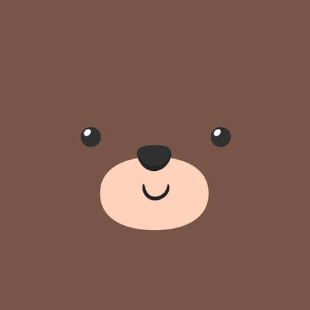 Simple face of Brown bear. Animal Face Illustration. Isolated Vectorのイラスト素材