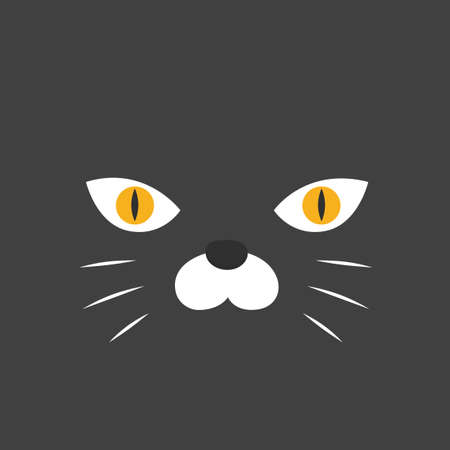 Simple face of black cat. Animal Face Illustration. Isolated Vectorのイラスト素材