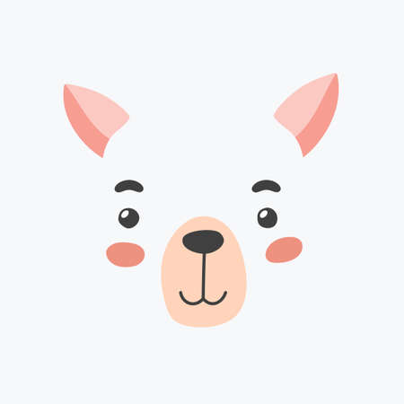 Simple face of Llama. Animal Face Illustration. Isolated Vectorのイラスト素材
