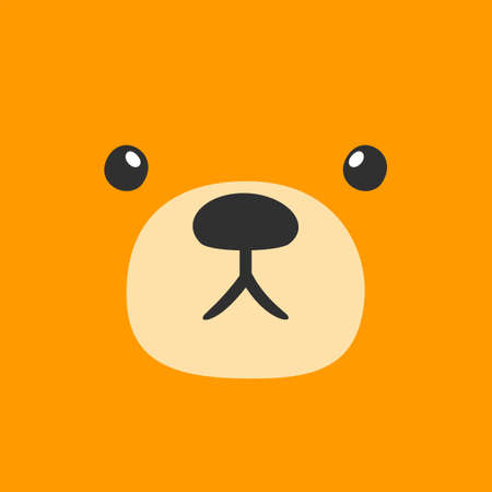 Simple face of Orange Bear. Animal Face Illustration. Isolated Vector Illustration.のイラスト素材