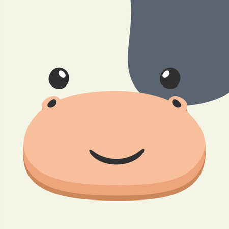 Simple face of Cow. Animal Face Illustration. Isolated Vector Illustration.のイラスト素材