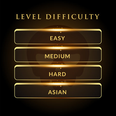 The Golden Choice of level difficulty. Isolated Vector Illustrationのイラスト素材