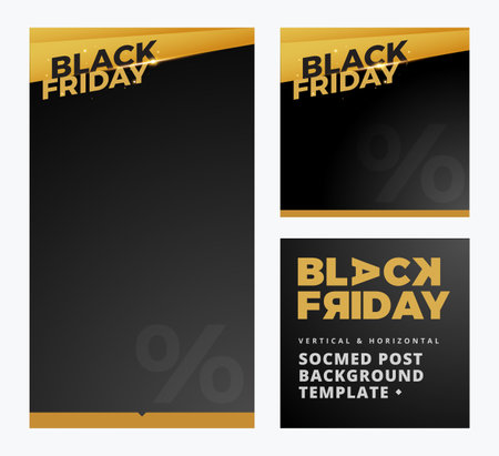 Black Friday Text in Vertical and Square Layout. Vector Illustrationのイラスト素材