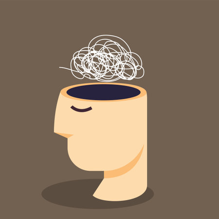 Disorder Line on top of the abstract head. Isolated Vector Illustrationのイラスト素材
