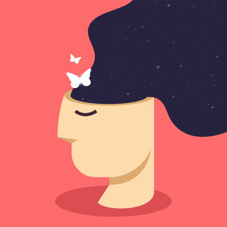 Galaxy Flow from the inside of abstract head. Isolated Vector Illustrationのイラスト素材