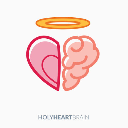 The combination between the heart and the brain. Isolated Vector Illustrationのイラスト素材