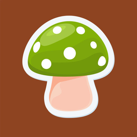 The Cute Green Mushroom. Isolated Vector Illustrationのイラスト素材